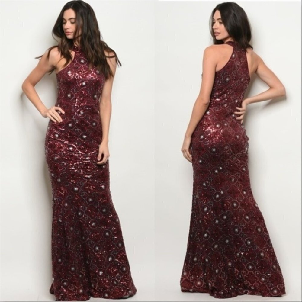 Burgundy Sequin Dress